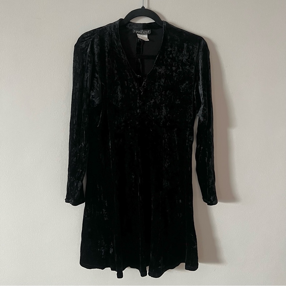 Vintage Carole Little Witchy Whimsygoth Crushed Velvet Long Sleeve Dress